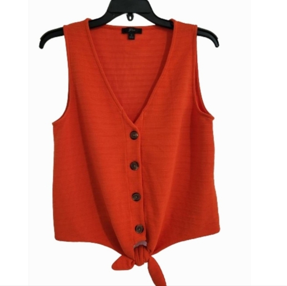 J.Crew Tank Top Blouse Women's Size Small Button Front Semi-Casual Orange - Picture 1 of 9